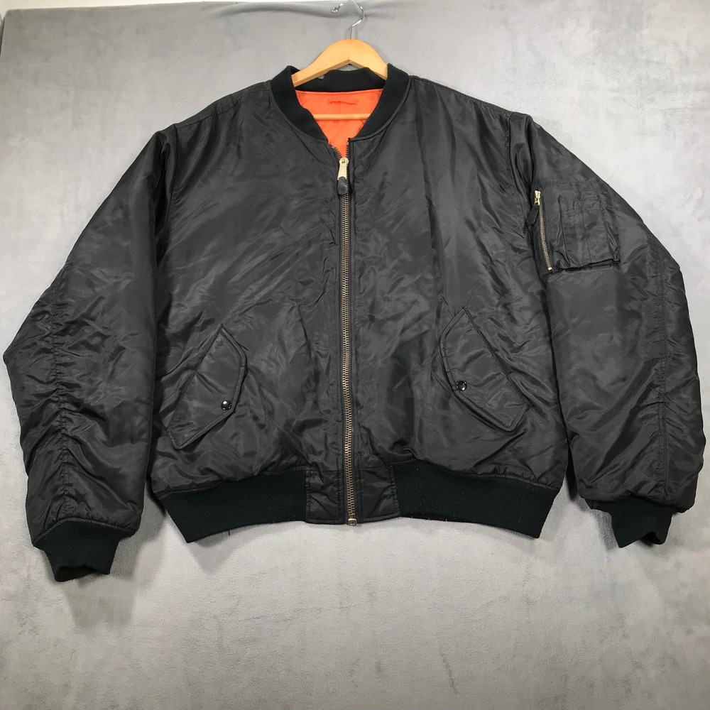 Rothco Bomber Jacket Men XXL Black MA-1 Flight Flyer's Intermediate Aviator *
